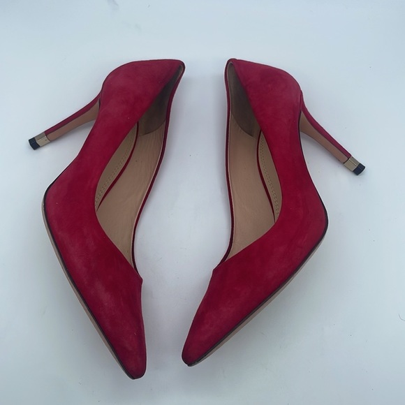 Tory Burch Red/ Kir Royal Suede leather Greenwich pump 85mm 8.5 - Picture 3 of 8